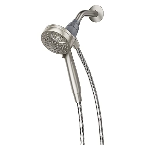 Moen Engage Magnetix Spot Resist Brushed Nickel 3.5-Inch Six-Function Eco-Performance Handheld Showerhead with Magnetic Docking System, 26100EPSRN